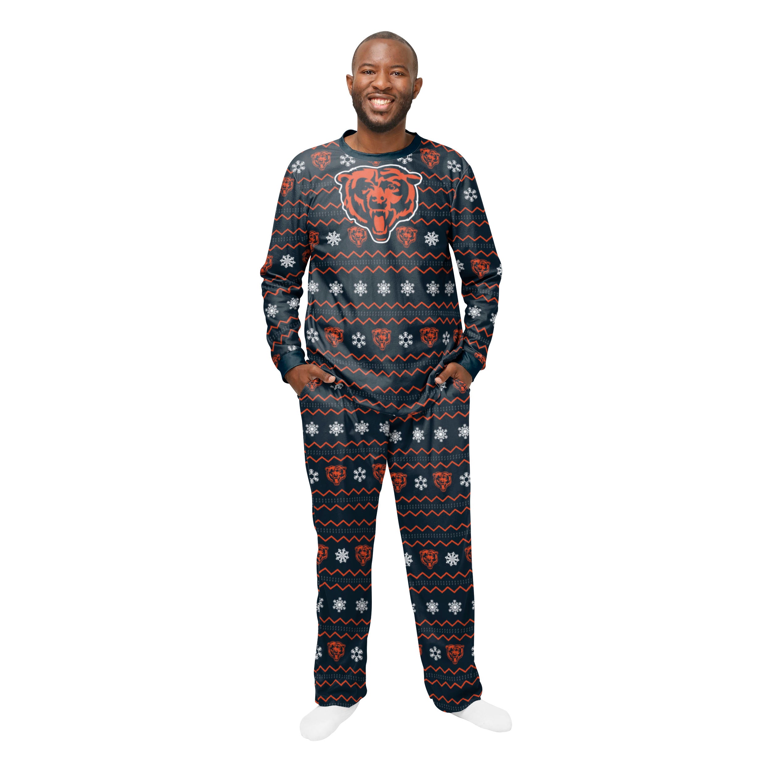 FOCO Men s NFL Chicago Bears Primary Team Logo Ugly Pajama Set