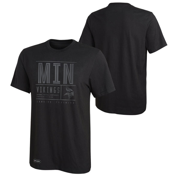 Outerstuff NFL Men's Minnesota Vikings Covert Grey On Black Performance T-Shirt