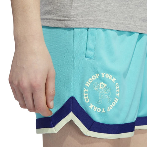 Adidas Women's Hoop York City Knit Shorts, Semi Mint Rush