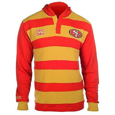 KLEW Men's NFL San Francisco 49ers Cotton Rugby Hoodie Shirt