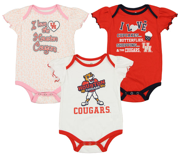 Outerstuff NCAA Infant Girls Houston Cougars Three Piece Creeper Set