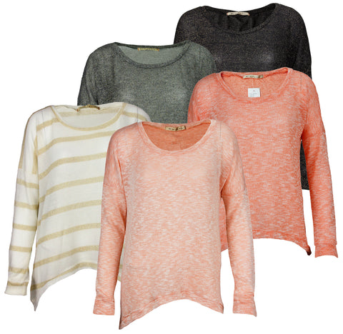 Big Star Women's Mesh Knit Shirt with Longer Sides, Color Options