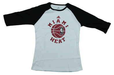 Adidas NBA Miami Heat Women's Raglan T-Shirt Tee Shirt, White/Black