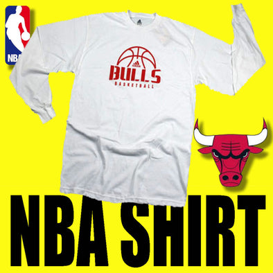 Adidas NBA Basketball Men's Chicago Bulls Long Sleeve Shirt, White