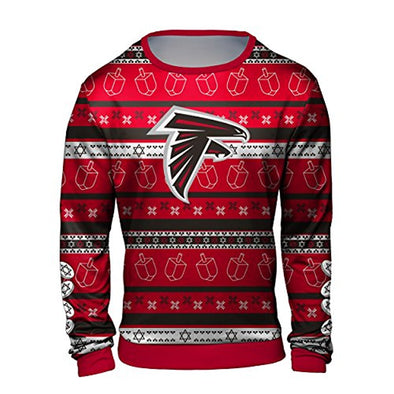 Forever Collectibles NFL Men's Atlanta Falcons Hanukkah Printed Ugly Crew Neck Sweater
