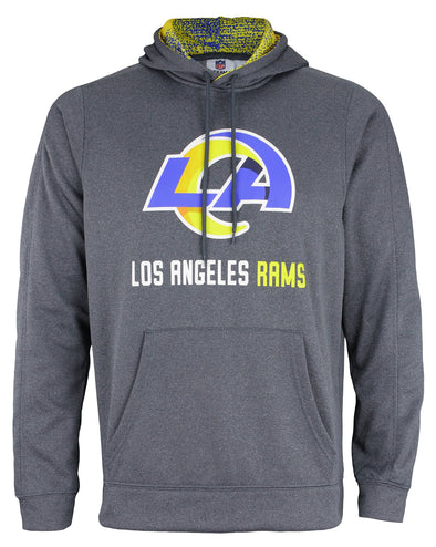 Zubaz NFL Men's Los Angeles Rams  Fleece Hoodie, Heather Grey