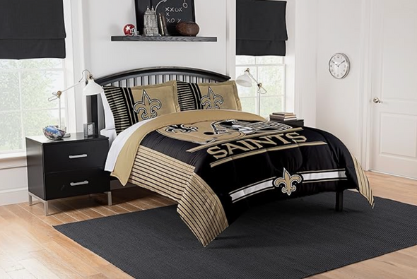 Northwest NFL New Orleans Saints Safety FULL/QUEEN Comforter and Shams