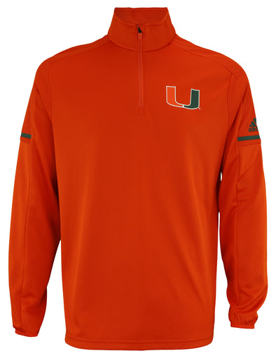 adidas NCAA Men's Miami Hurricanes Team Logo 1/4 Zip Pullover, Orange