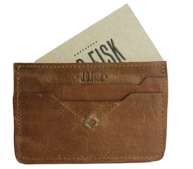 JD Fisk Men's Hand Tack Cardholder, Tan