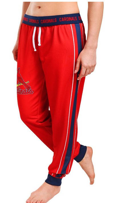 KLEW MLB Women's St. Louis Cardinals Cuffed Jogger Pants, Red