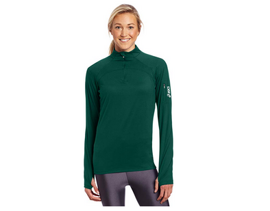 ASICS Women's Team Tech Half Zip Sweater, Forest Green