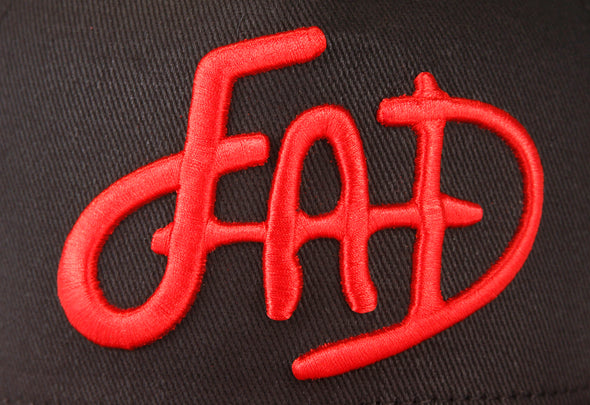 Flat Fitty FAD Strapback Cap Hat, Black and Red, One Size