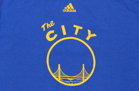 Adidas NBA Mens Golden State Warriors The City Graphic Long Sleeve Tee, Blue