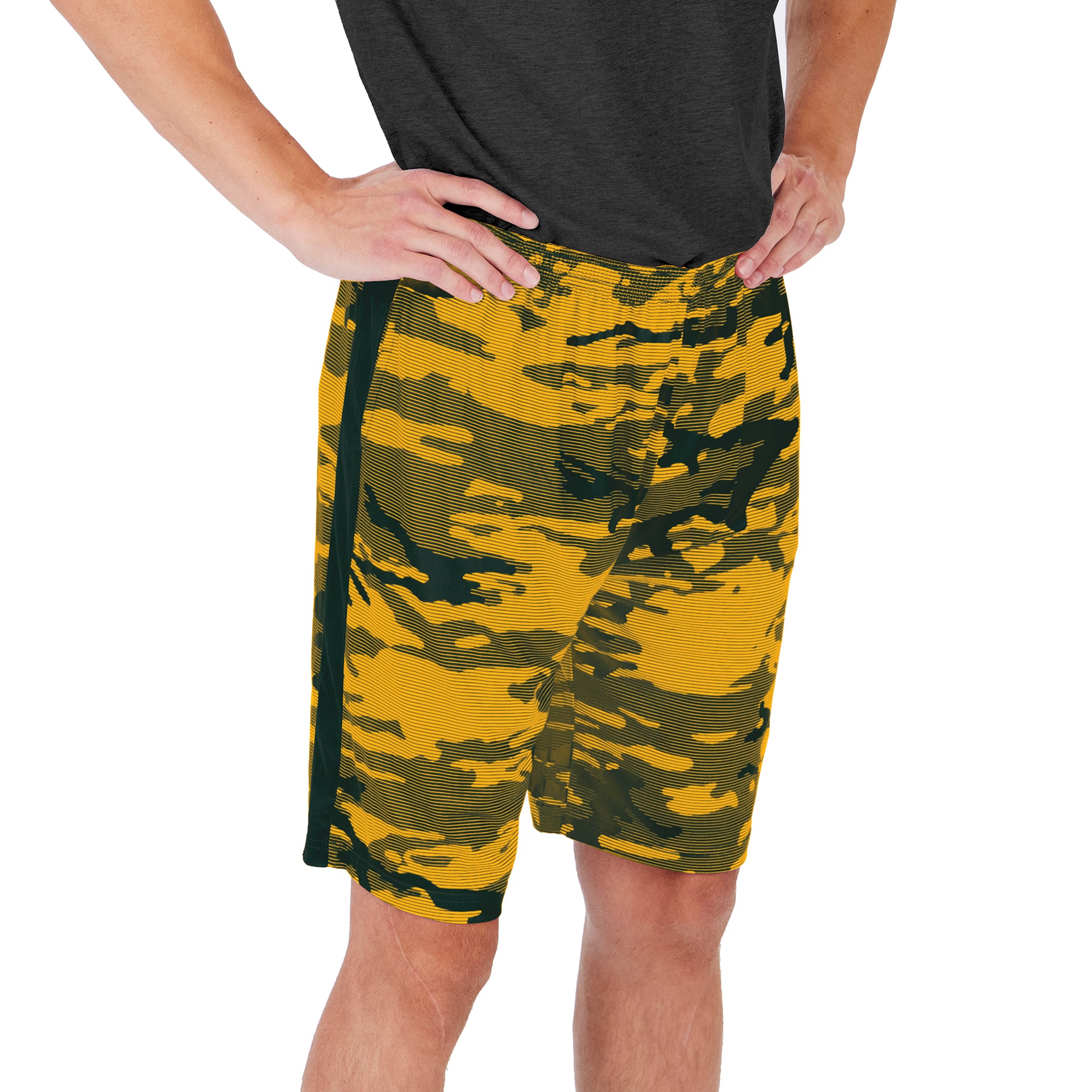 Zubaz NFL Football Mens Green Bay Packers Gray Space Dye Shorts 