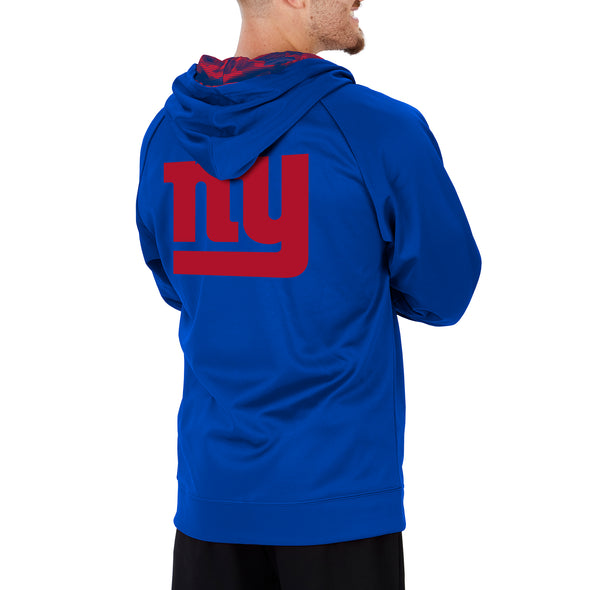 Zubaz NFL Men's New York Giants Full Zip Hoodie With Team Color Camo Lines