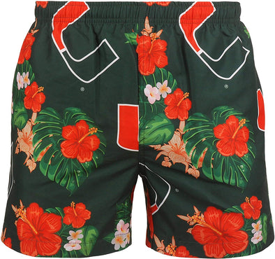 FOCO NCAA Men's Miami Hurricanes Floral Hawaiian Swim Trunks