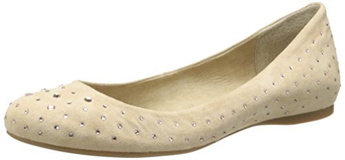 Jessica Simpson Women's Mikia Jeweled Ballet Flat Flats, Bisque / Black
