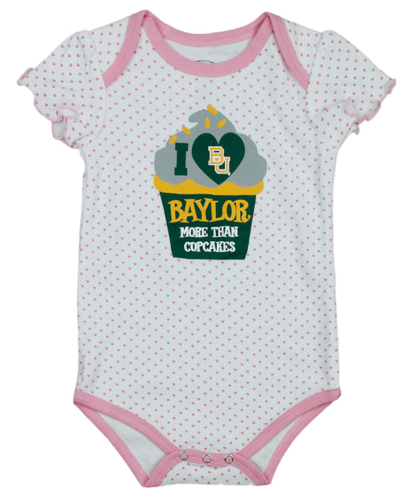 NCAA College Infant Girl's Baylor Bears 3 Piece Creeper Bodysuit Set