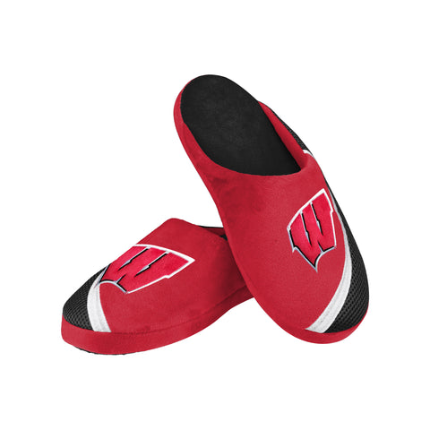 FOCO NCAA Men's Wisconsin Badgers 2022 Big Logo Color Edge Slippers