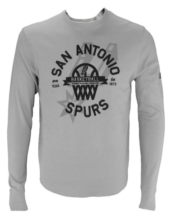 Adidas NBA Basketball Men's San Antonio Spurs Long Sleeve Thermal Shirt, Grey