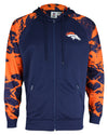 Zubaz NFL Men's Denver Broncos Full Zip Hoodie with Lava Sleeves