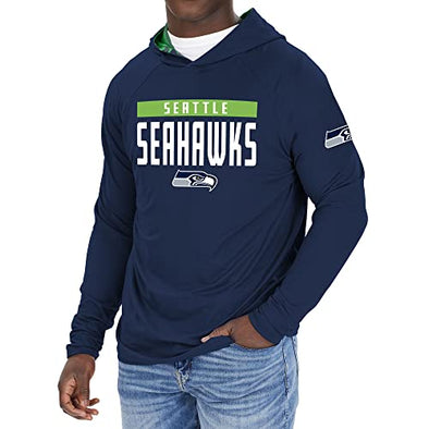 Zubaz NFL Men's Seattle Seahawks Solid Team Hoodie With Camo Lined Hood
