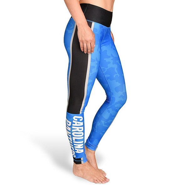 Forever Collectibles NFL Women's Carolina Panthers Team Stripe Leggings, Blue