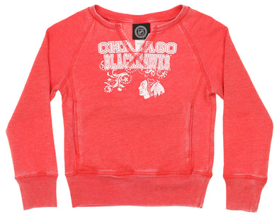 Outerstuff NHL Youth Girls Chicago Blackhawks Terry Top Sweatshirt
