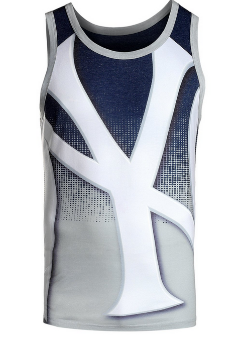 MLB Men's New York Yankees Big Logo Tank Top Shirt, Navy/Gray
