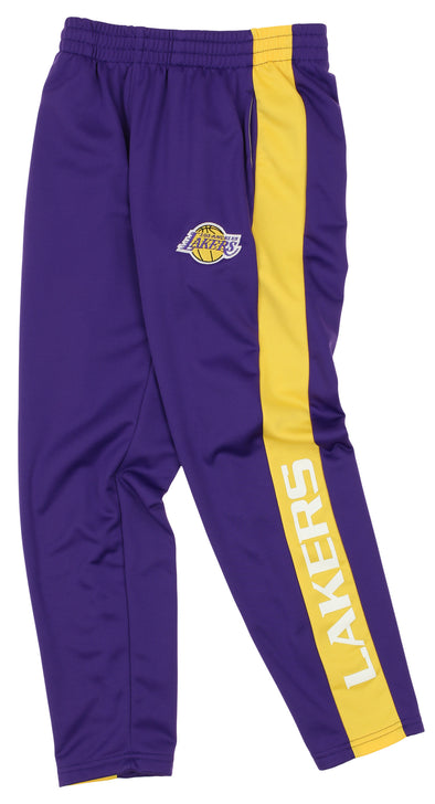 OuterStuff NBA Youth Boys Side Stripe Slim Fit Performance Pant, Los Angeles Lakers