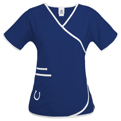 Fabrique Innovations NFL Women's Indianapolis Colts Team Logo Wrap Scrub Top