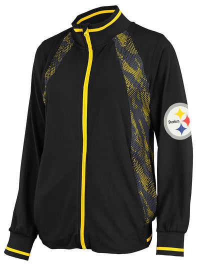 Zubaz NFL Women's Pittsburgh Steelers Elevated Full Zip Viper Accent Jacket