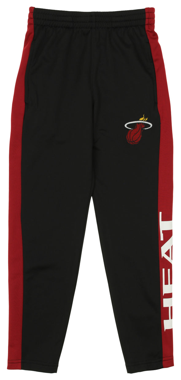 OuterStuff NBA Youth Boys Side Stripe Slim Fit Performance Pant, Miami Heat