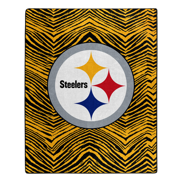 Zubaz By Northwest Pittsburgh Steelers NFL Zubified 50 X 60 Raschel Throw Blanket