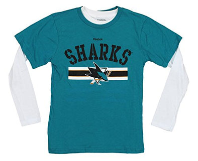 Reebok NHL Hockey Youth Boys San Jose Sharks Hat Trick T-Shirt Combo Pack, Teal