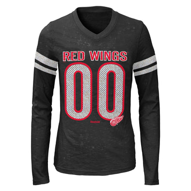 Outerstuff NHL Youth Girls 7-16 Detroit Red Wings Opal Burnout Long Sleeve T-Shirt