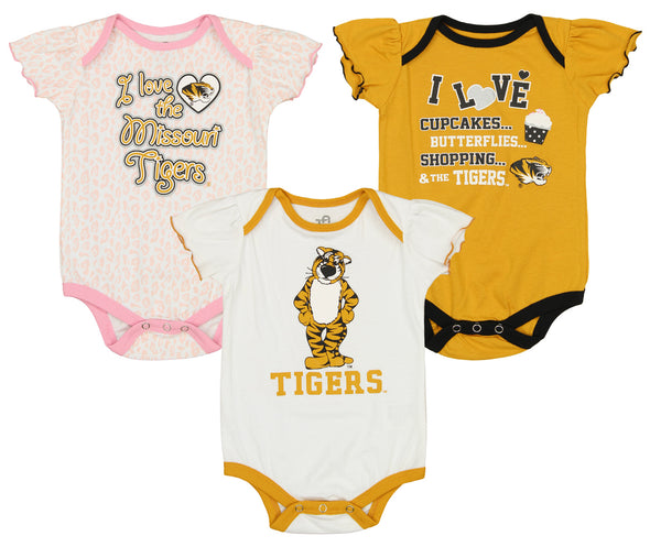 Outerstuff NCAA Infant Girls Missouri Tigers Three Piece Creeper Set