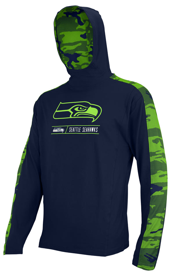 Zubaz NFL Men's Seattle Seahawks Elevated Lightweight Hoodie W/ Camo Accents