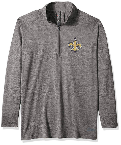 Zubaz NFL Football Women's New Orleans Saints Tonal Gray Quarter Zip Sweatshirt