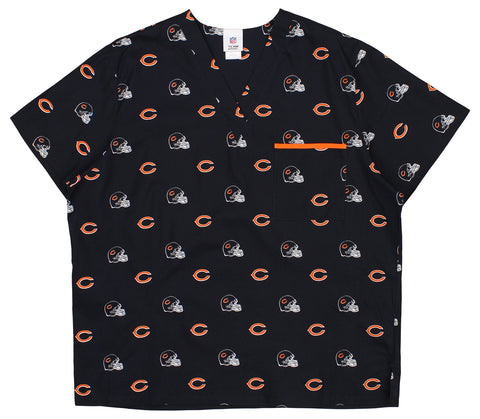 Fabrique Innovations NFL Unisex Chicago Bears Repeat Team Logo Scrub Top