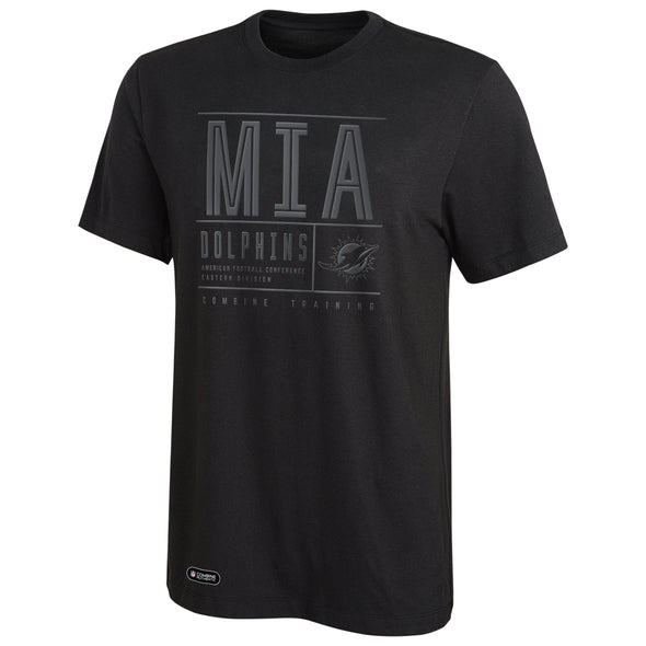 Outerstuff NFL Men's Miami Dolphins Covert Grey On Black Performance T-Shirt
