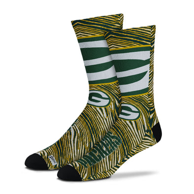 Zubaz By For Bare Feet NFL Adults Unisex Green Bay Packers Zubified Dress Socks, Large