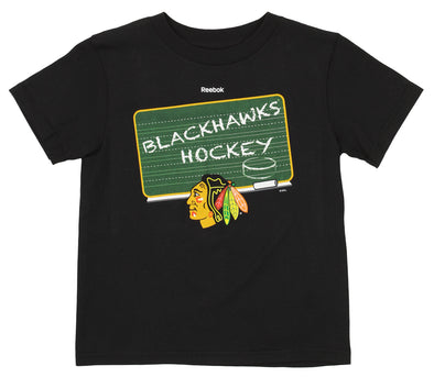 Reebok NHL Boys Kids Chicago Blackhawks  Hockey Chalk Board Tee, Black