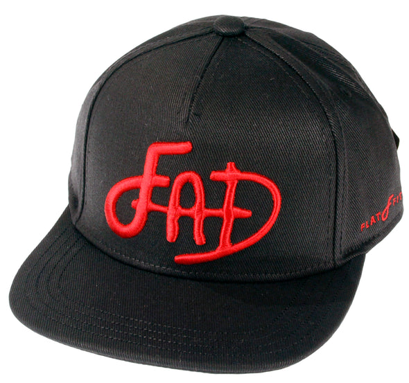 Flat Fitty FAD Strapback Cap Hat, Black and Red, One Size