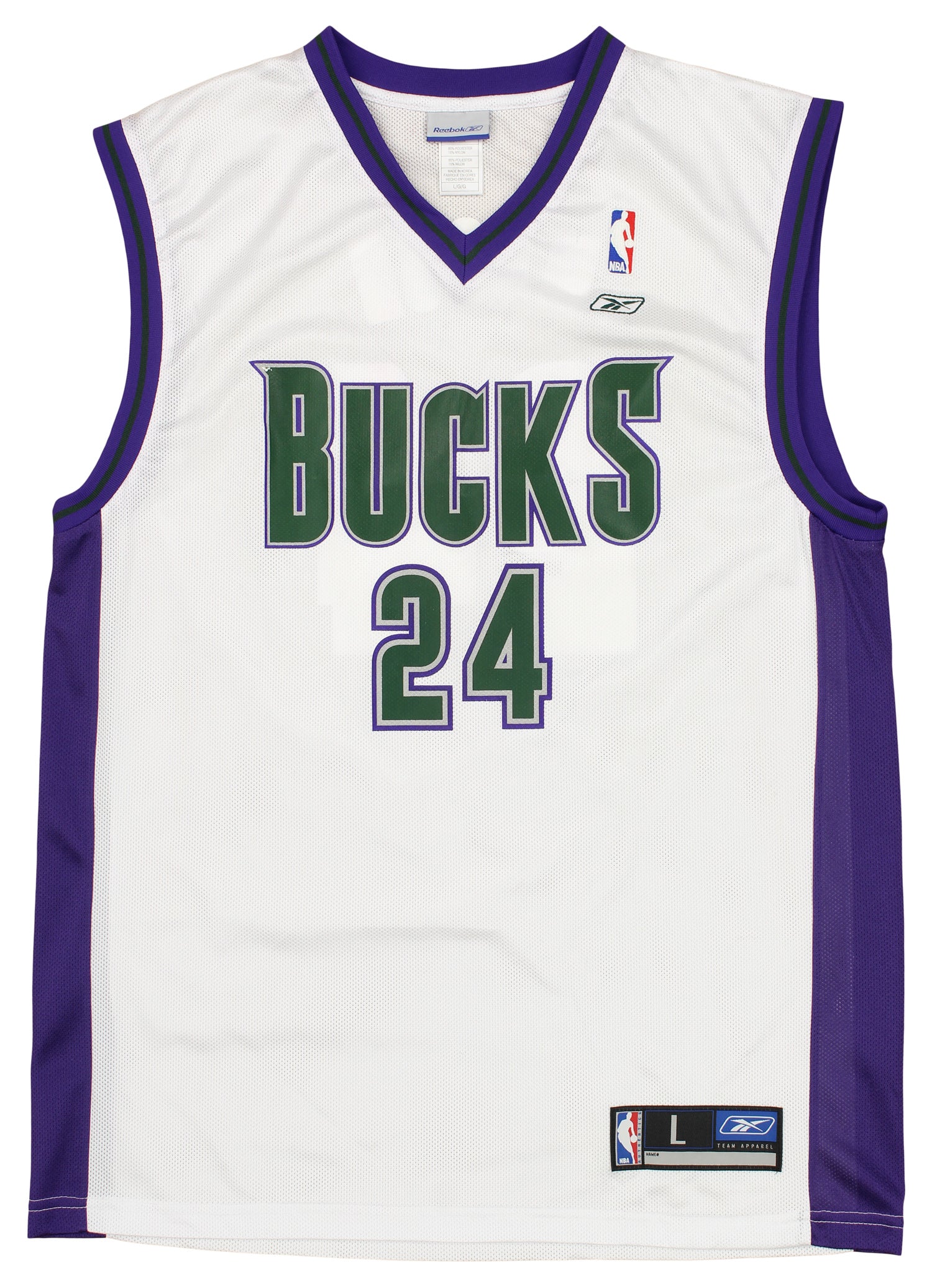 Milwaukee Bucks NBA Basketball Jersey Tank Top Mens L Embroidered Logo White