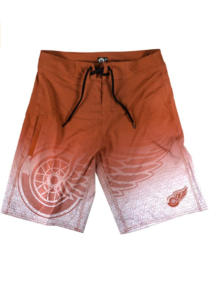 KLEW NHL Men's Detroit Red Wings Gradient Board Shorts