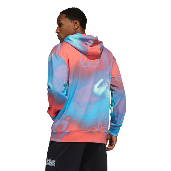 Adidas Men's Big Mood French Terry Pullover Hoodie, Multicolor/Emoji Print