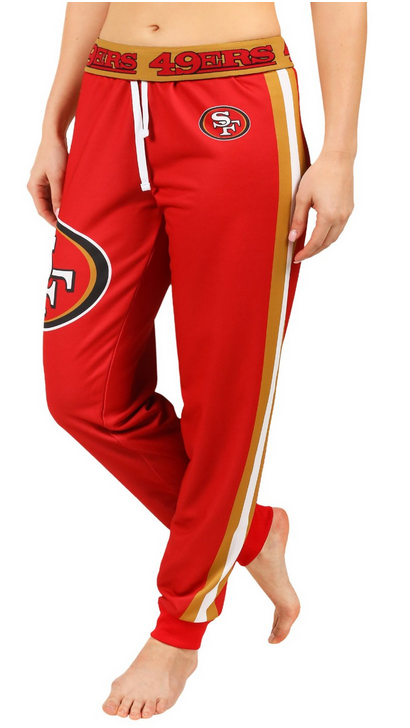 KLEW NFL Women's San Francisco 49ers Cuffed Jogger Pants, Red