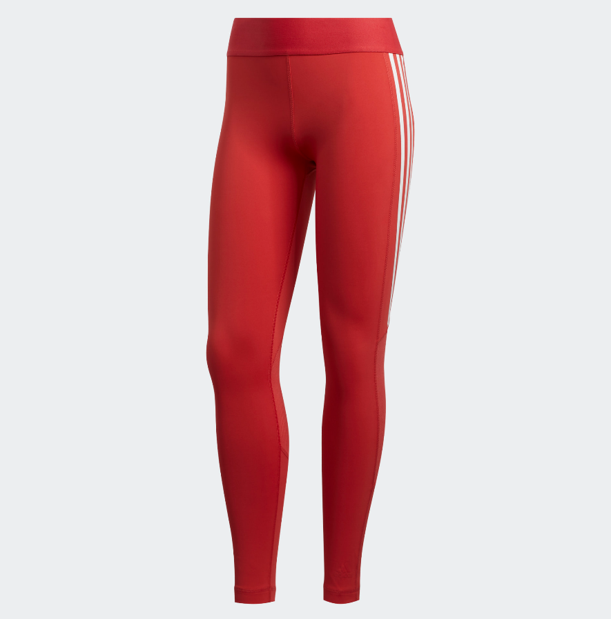 Adidas Women s Alphaskin 3 Stripes Long Tights Glory Red Fanletic