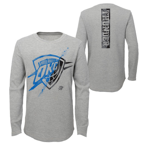 Outerstuff NBA Youth (8-20) Oklahoma City Thunder Black Out Waffle Knit Thermal Shirt
